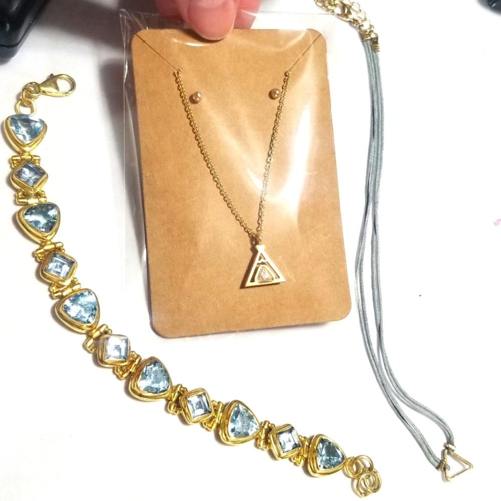 Triangle crystals jewelry lot